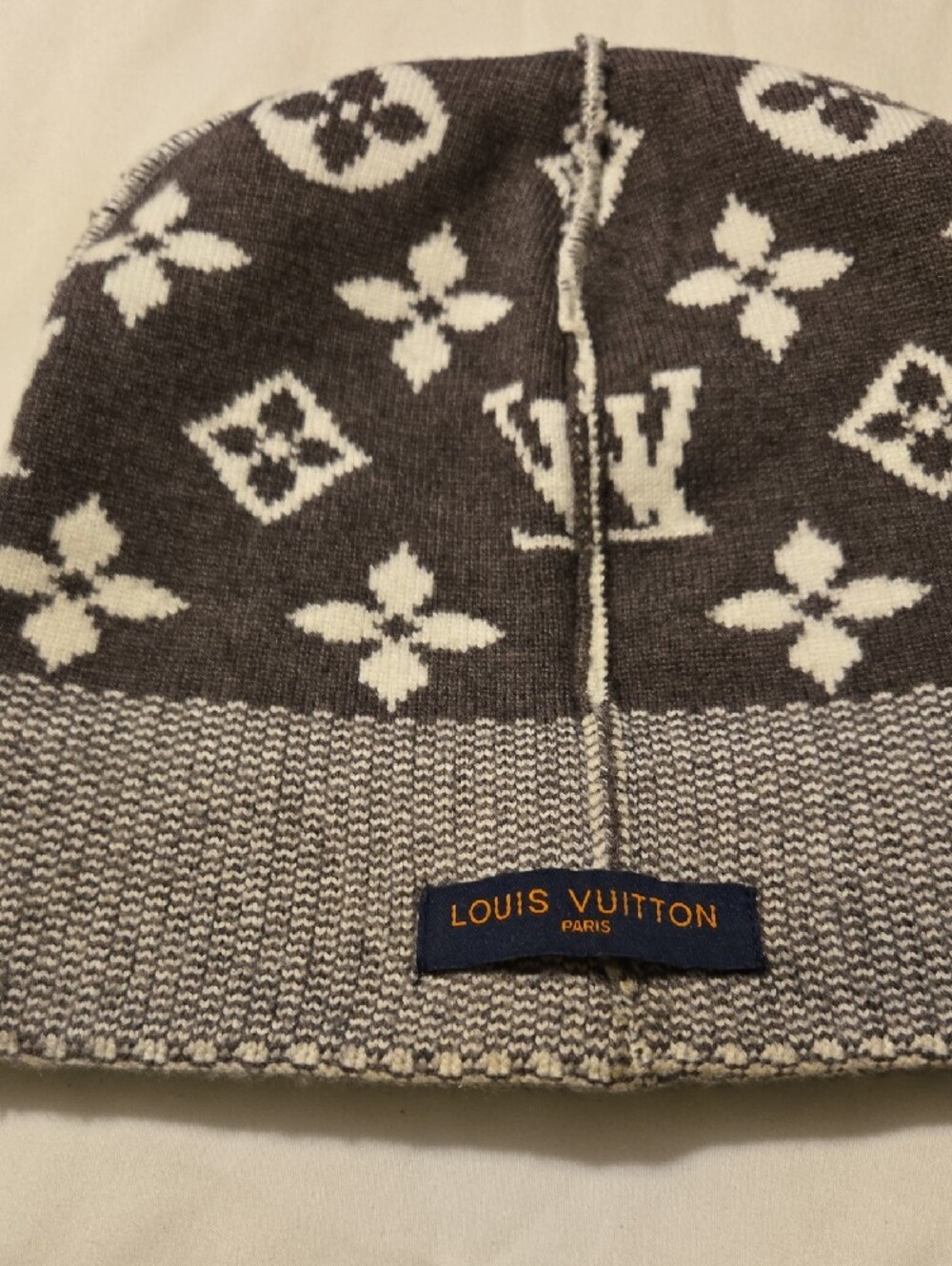 Louis Vuitton Cream & Black Monogram Knit Hat - Picture 3 of 3